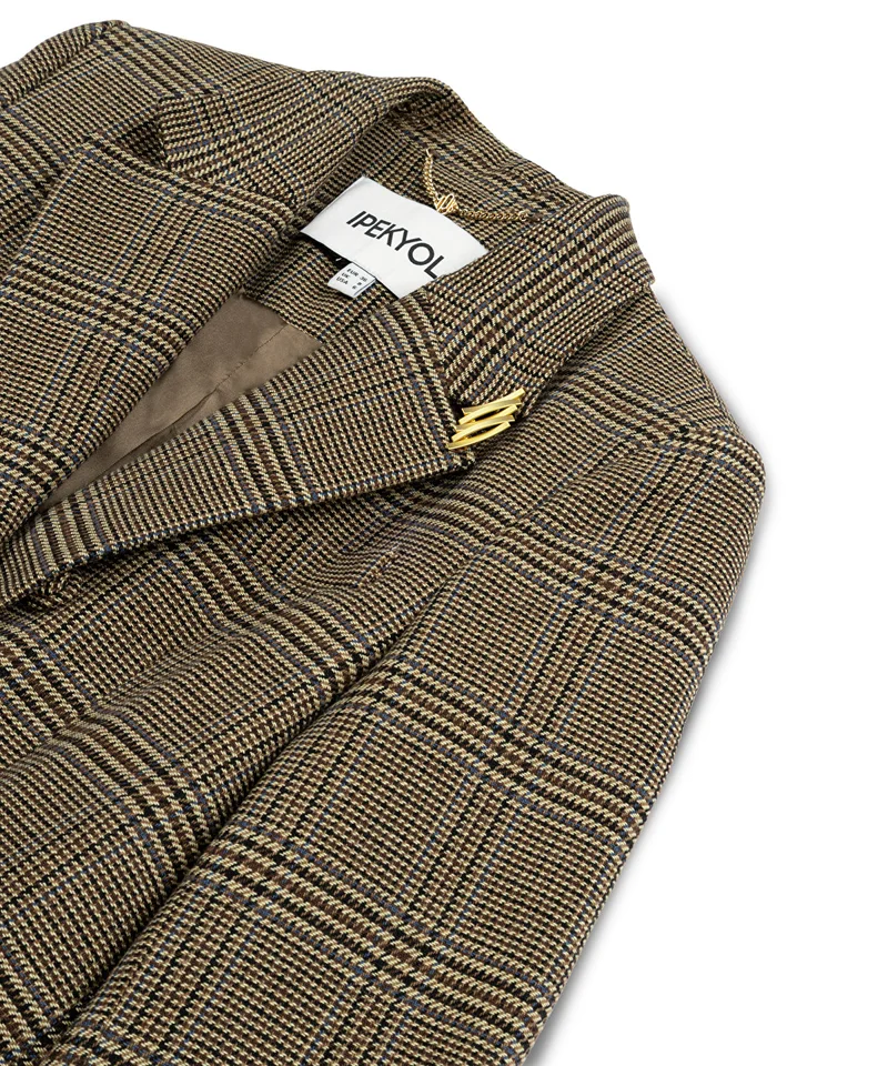 Ipekyol  Plaid Blazer with Brooch for Women | Best Price UAE